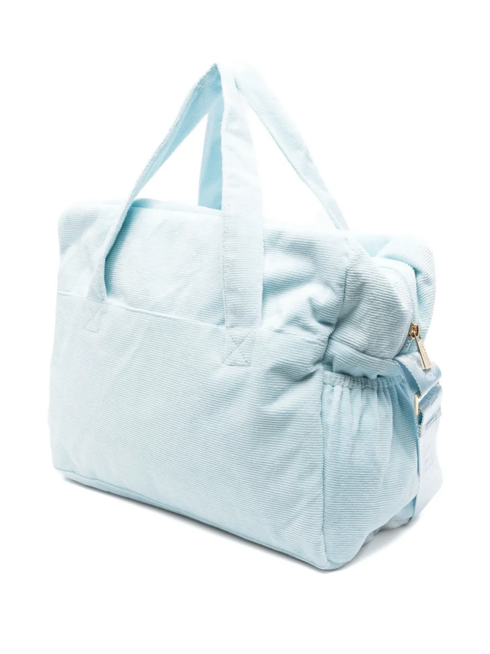 Moschino Kids Ribfluwelen luiertas met teddyprint - Blauw