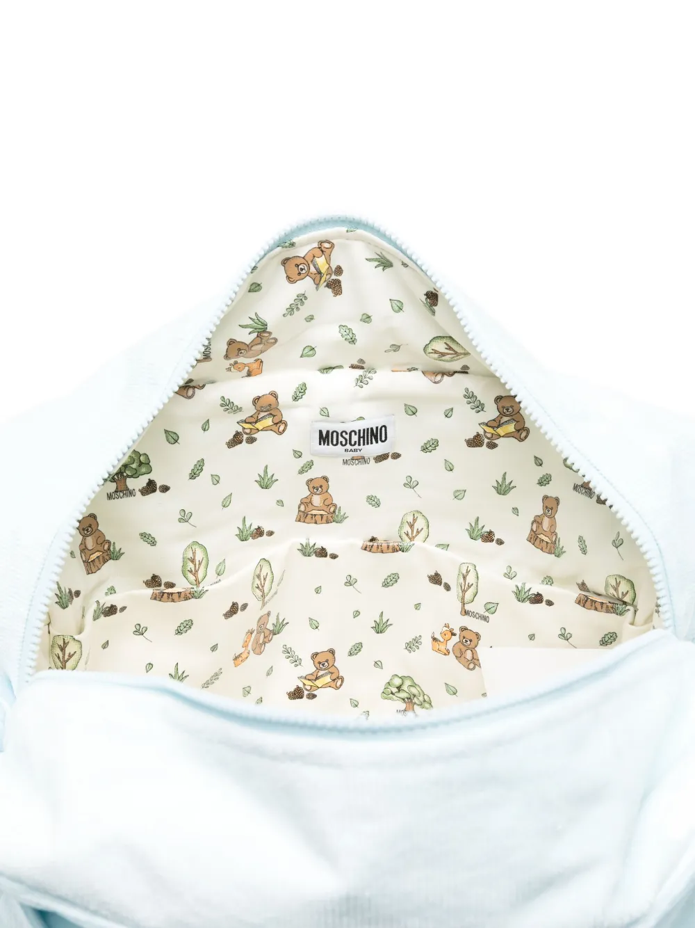 Moschino Kids Ribfluwelen luiertas met teddyprint Blauw