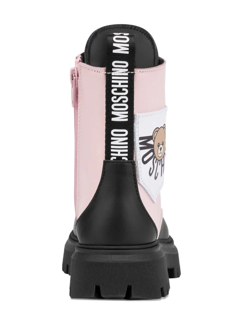 Moschino Kids teddy-patch lace-up boots Blue