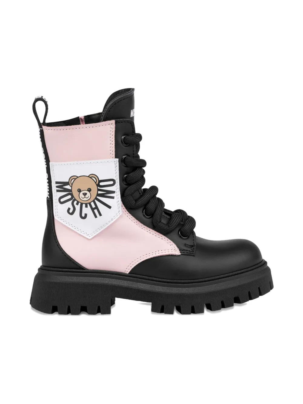 Moschino Kids teddy-patch lace-up boots - Blauw