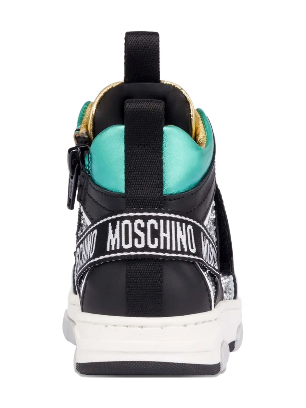 Moschino Kids logo-strap high-top sneakers Black
