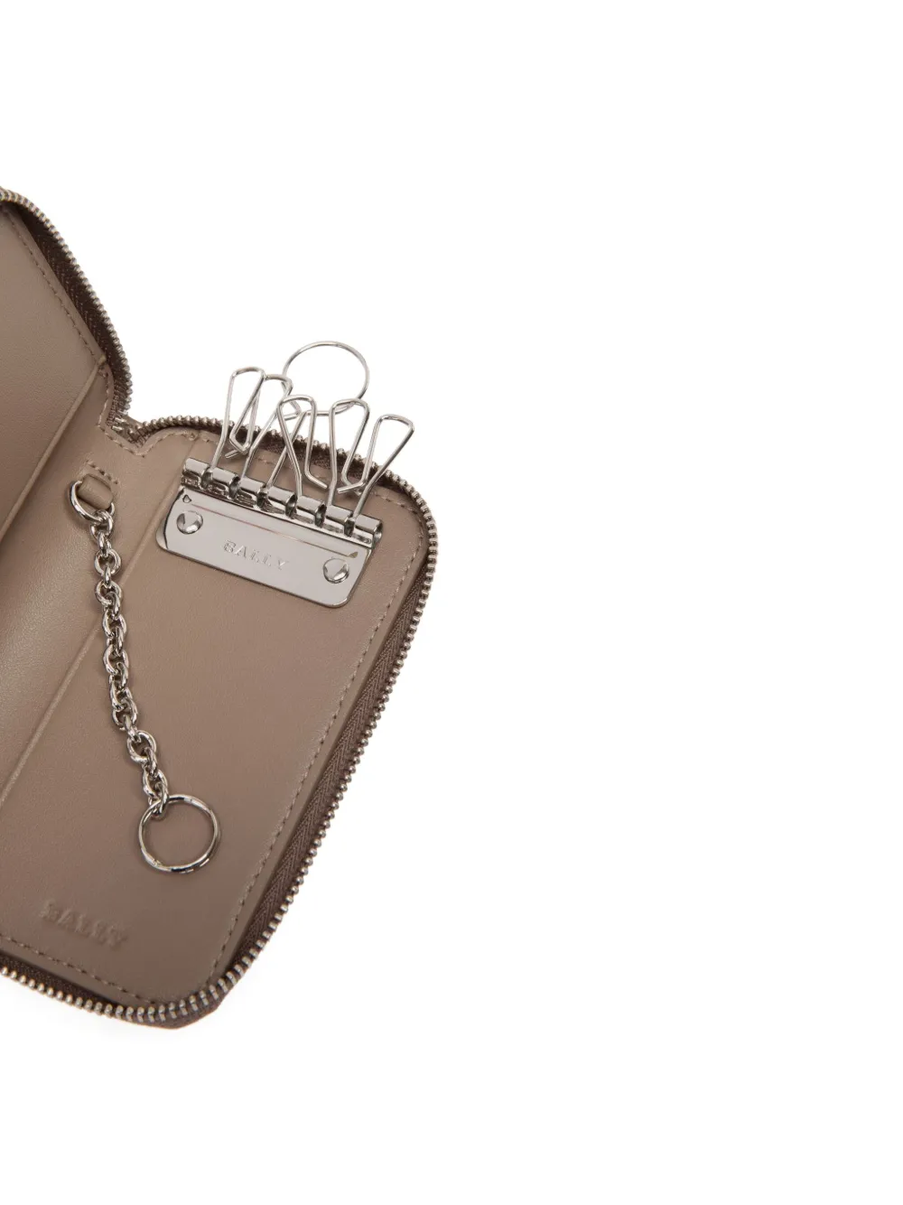 Bally Leren portemonnee met rits en reliëf Beige