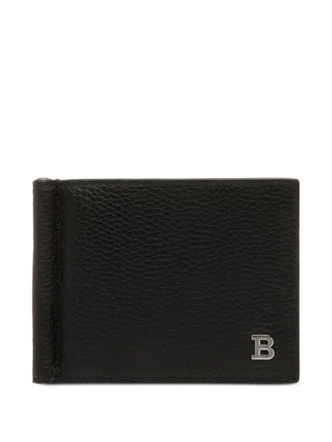 Bally embossed leather money clip wallet
