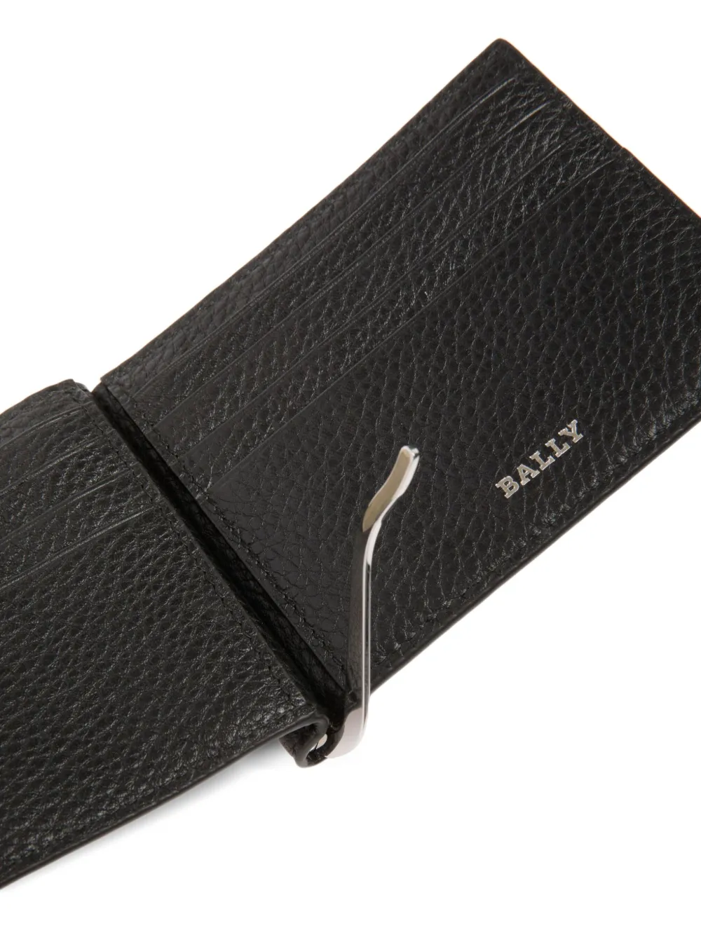 Bally Leren portemonnee met geldclip Zwart