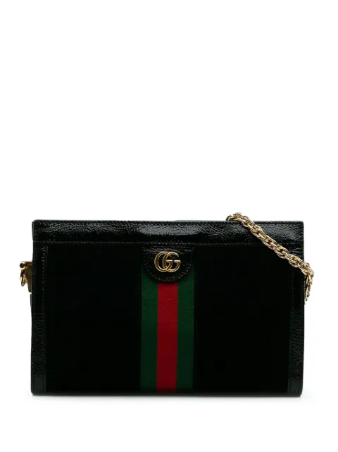 Gucci Pre-Owned 2016-2024 kleine Ophidia Web Chain suède crossbodytas