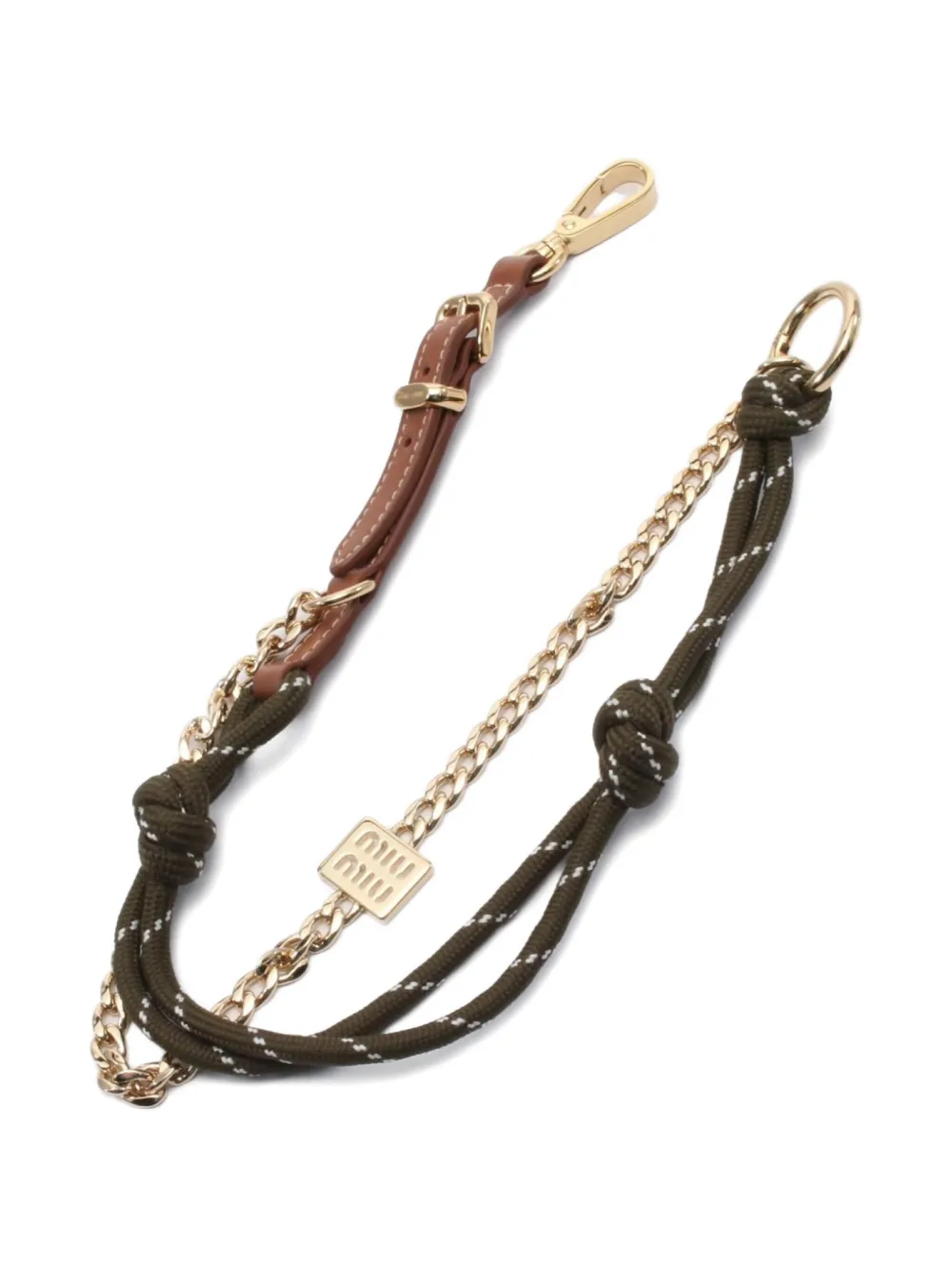 Miu Miu Pre-Owned 2010s Leather Rope chain bag charm | Black | Image 1