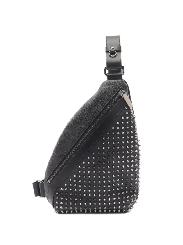 直営店Christian Louboutin*ファンキー ショルダーバッグ人気♪ Funky - Crossbody bag - Calf leather and spikes - Black
