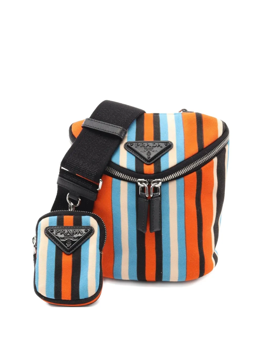 Prada Pre-Owned 2010s striped canvas shoulder bag - オレンジ Prada Pre-Owned 2010s striped canvas shoulder bag - オレンジ