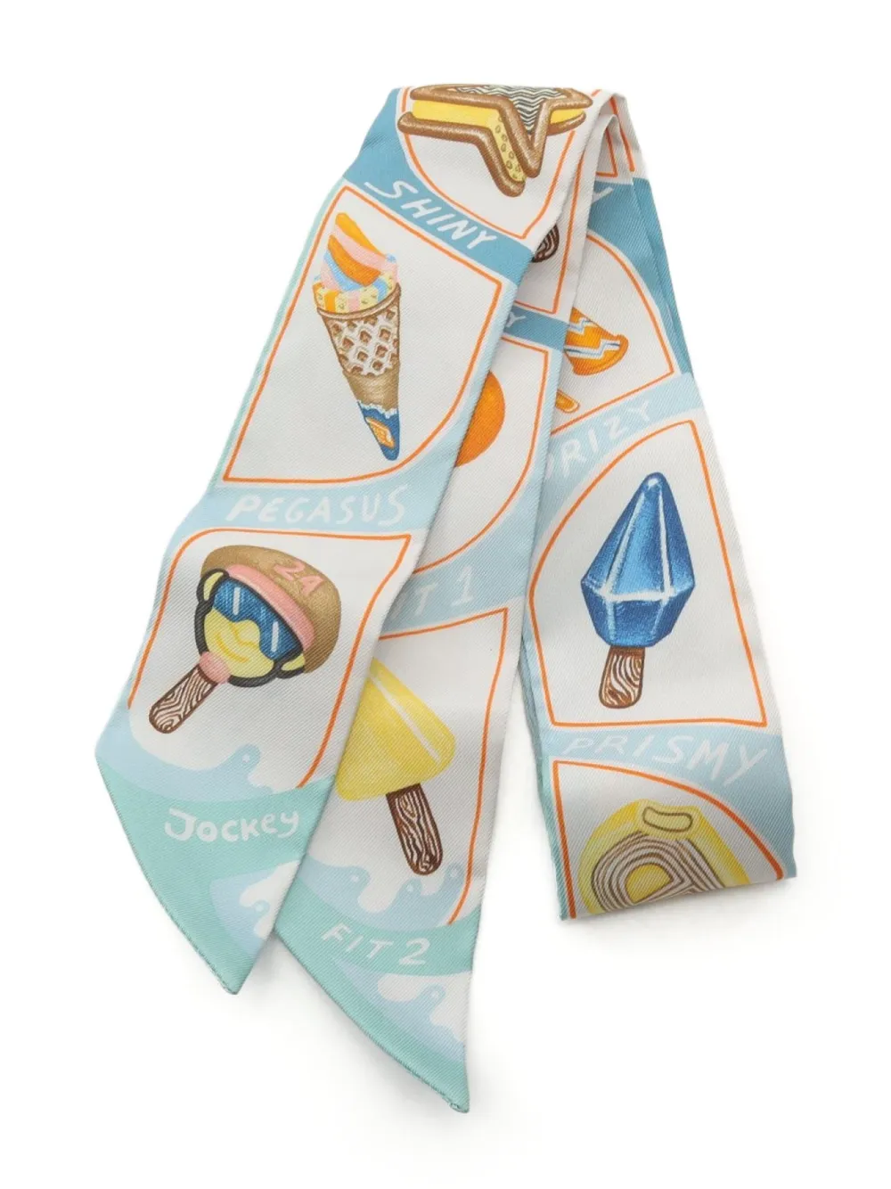 Hermès Pre-Owned 2020s Twilly Funny Ice Cream scarf | Blue | Image 1