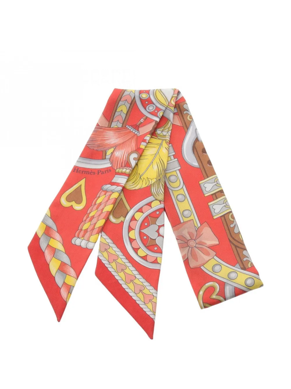 Hermès Pre-Owned 2000s Harnais De Coeur silk scarf | Orange | Image 1