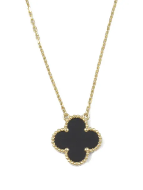 Van Cleef & Arpels 2010s 18K yellow gold Alhambra onyx necklace
