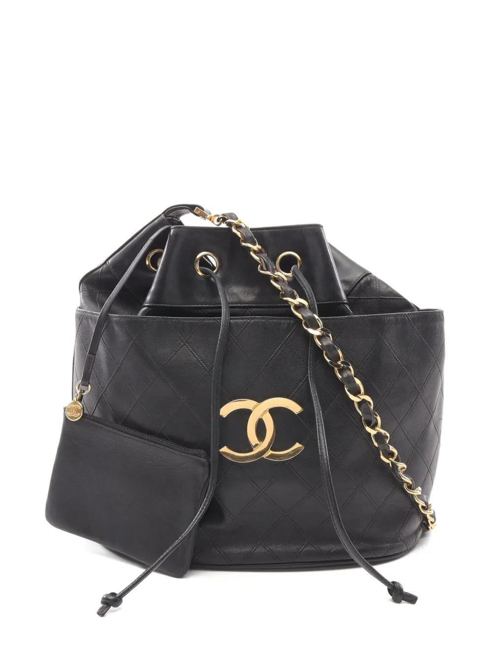 CHANEL Pre-Owned 1989-1991 キルティング バケットバッグ - ブラック CHANEL Pre-Owned 1989-1991 キルティング バケットバッグ - ブラック