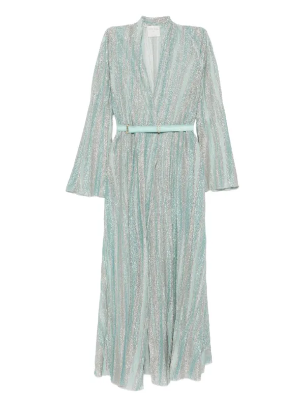 forte forte 25SS ドレス-ロング ブルー系 Forte Forte glitter-striped Belted Maxi Dress | ブルー