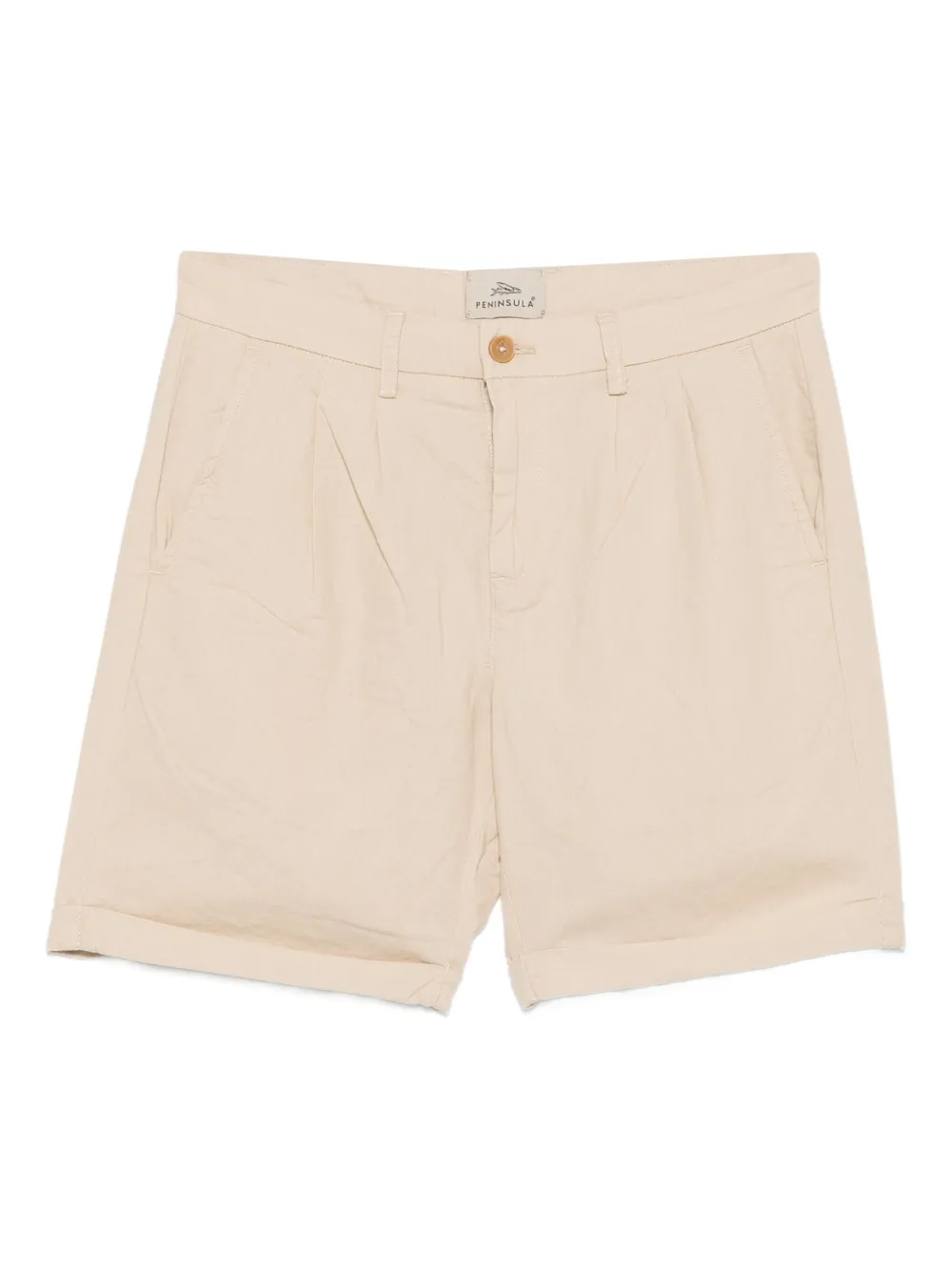 PENINSULA SWIMWEAR pleated linen-cotton shorts Beige