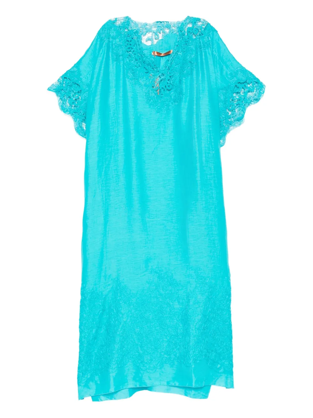 Ermanno Scervino lace-trimmed linen dress | Blue | Image 1