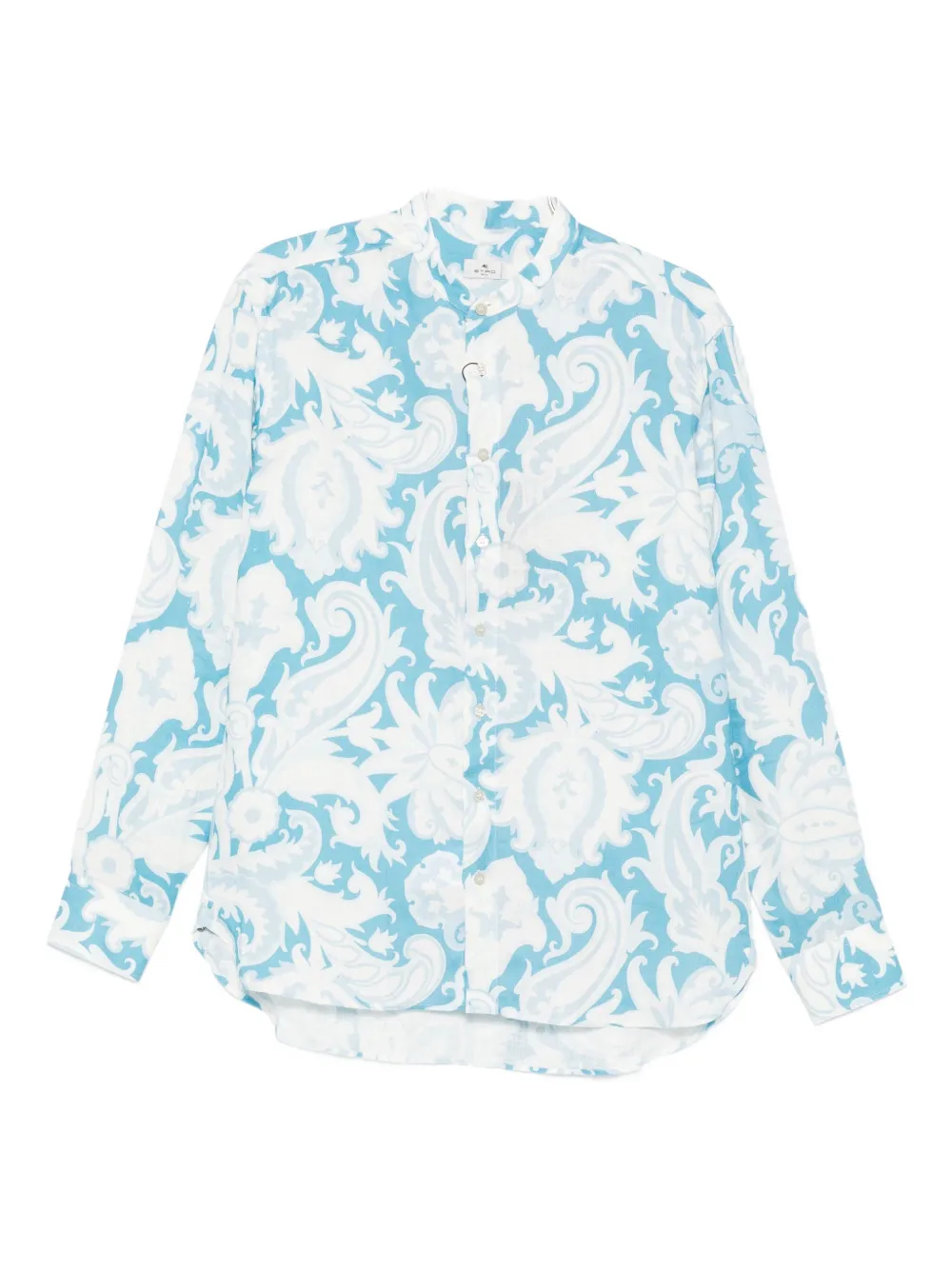 ETRO paisley-print linen shirt Blauw