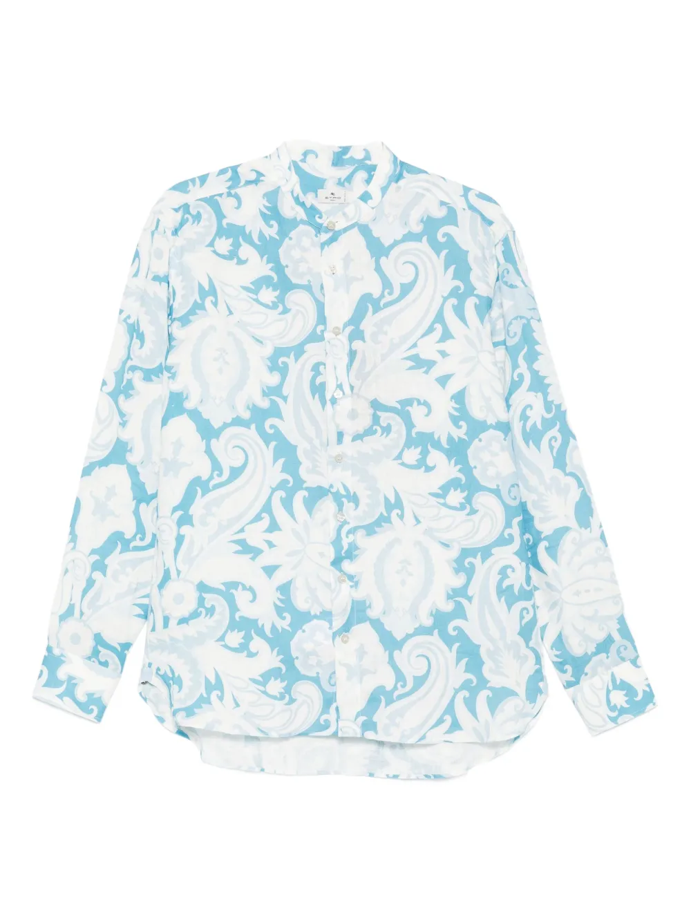 ETRO paisley-print linen shirt Blauw