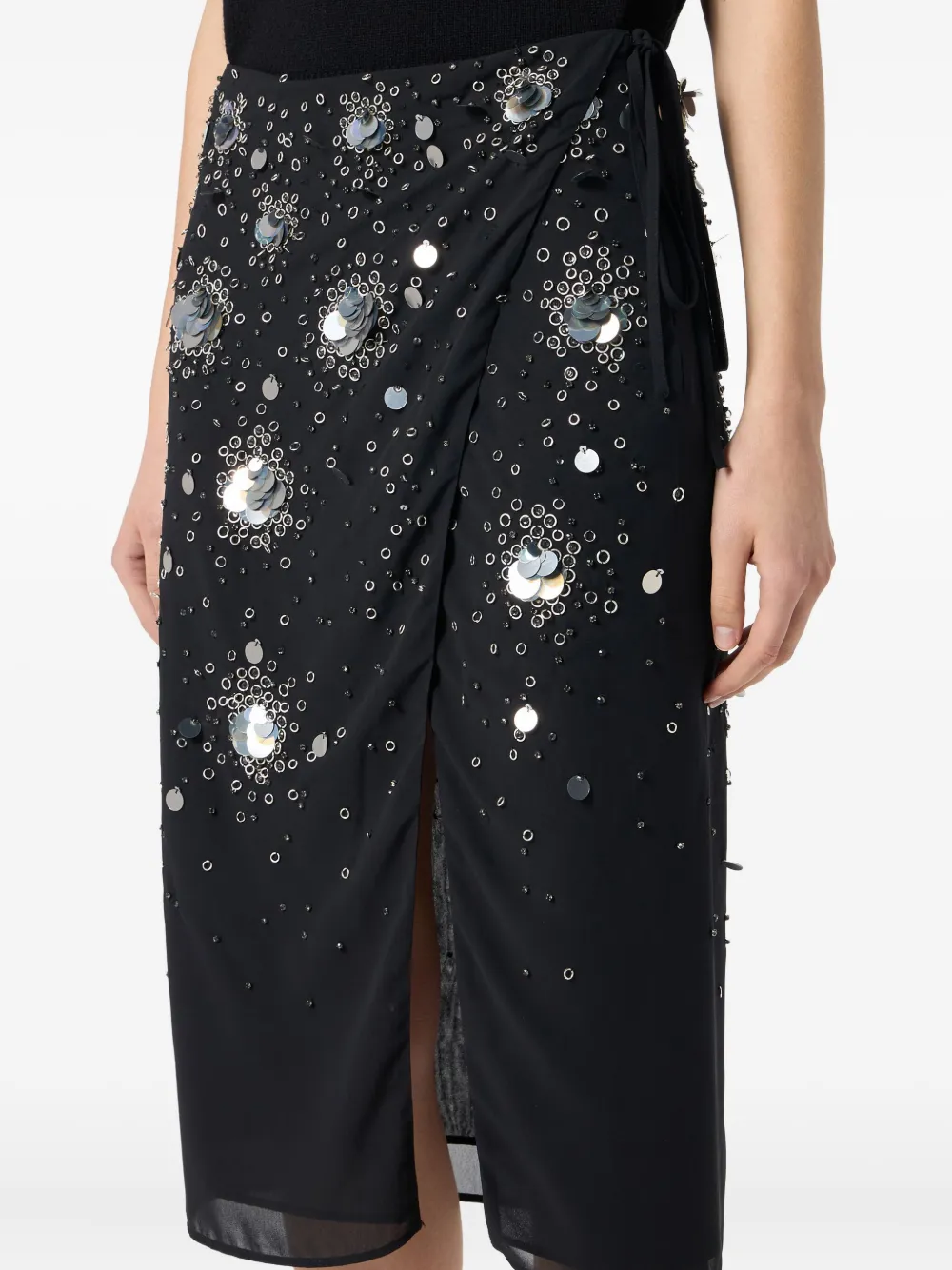 Blumarine Midi-wikkelrok met geborduurde pailletten Zwart