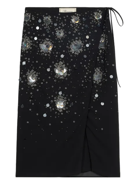 Blumarine embroidered-sequins wrap mid skirt