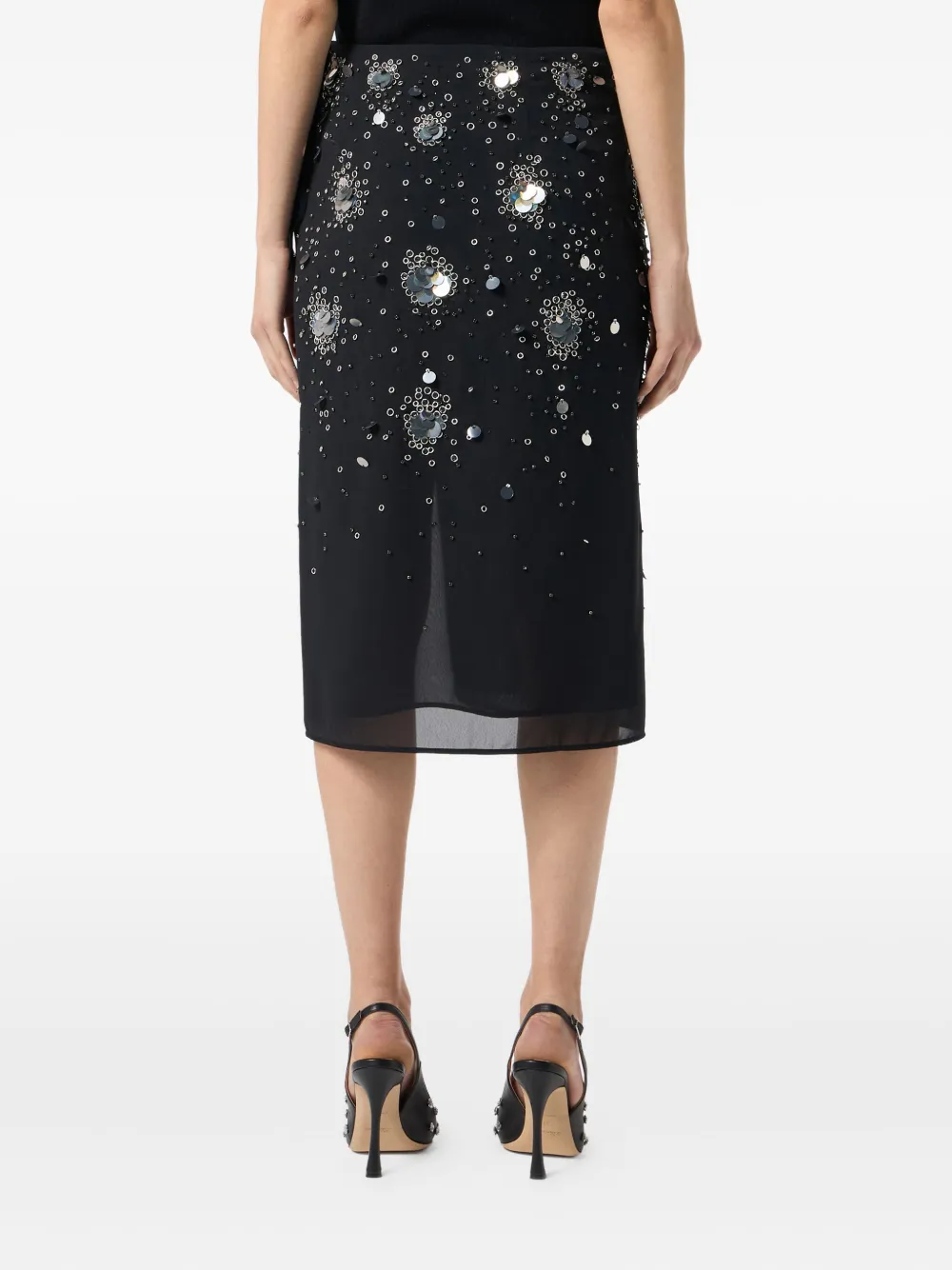 Blumarine Midi-wikkelrok met geborduurde pailletten Zwart