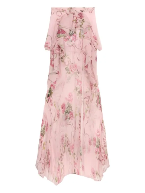 Blumarine floral-print silk long skirt