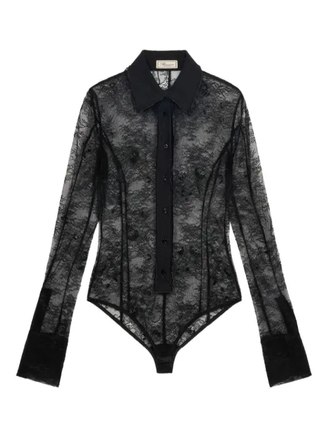 Blumarine レースパネル シャツボディスーツ