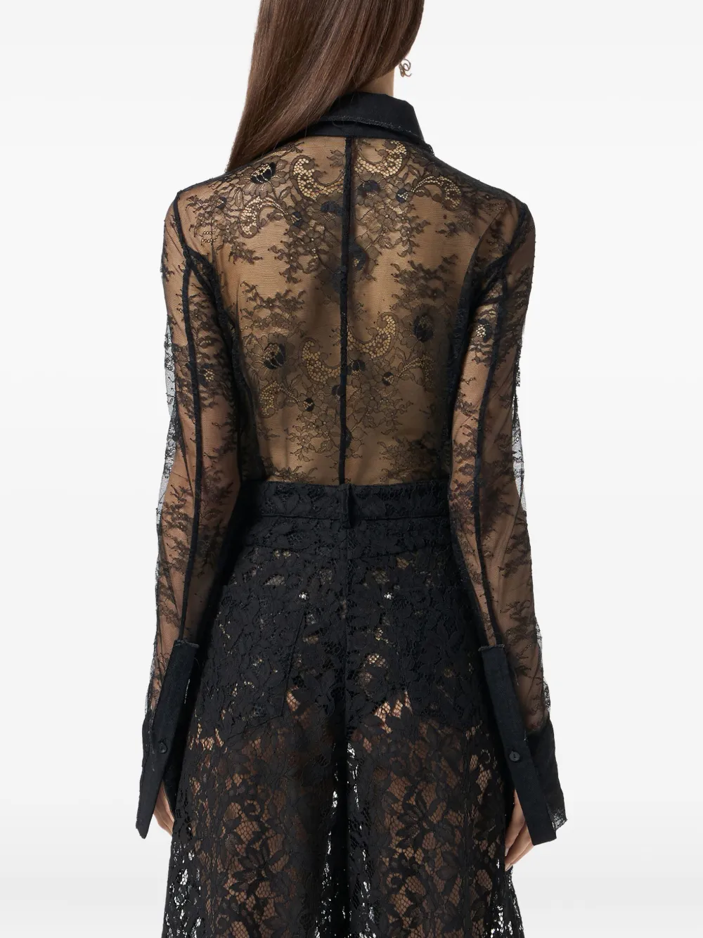 Blumarine Body met vlakken van kant Zwart