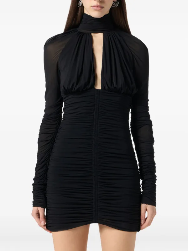 ruched black dress long sleeve Xscape Long Sleeve Scuba Dress with Side Ruching Women's Dress Midnight : 8