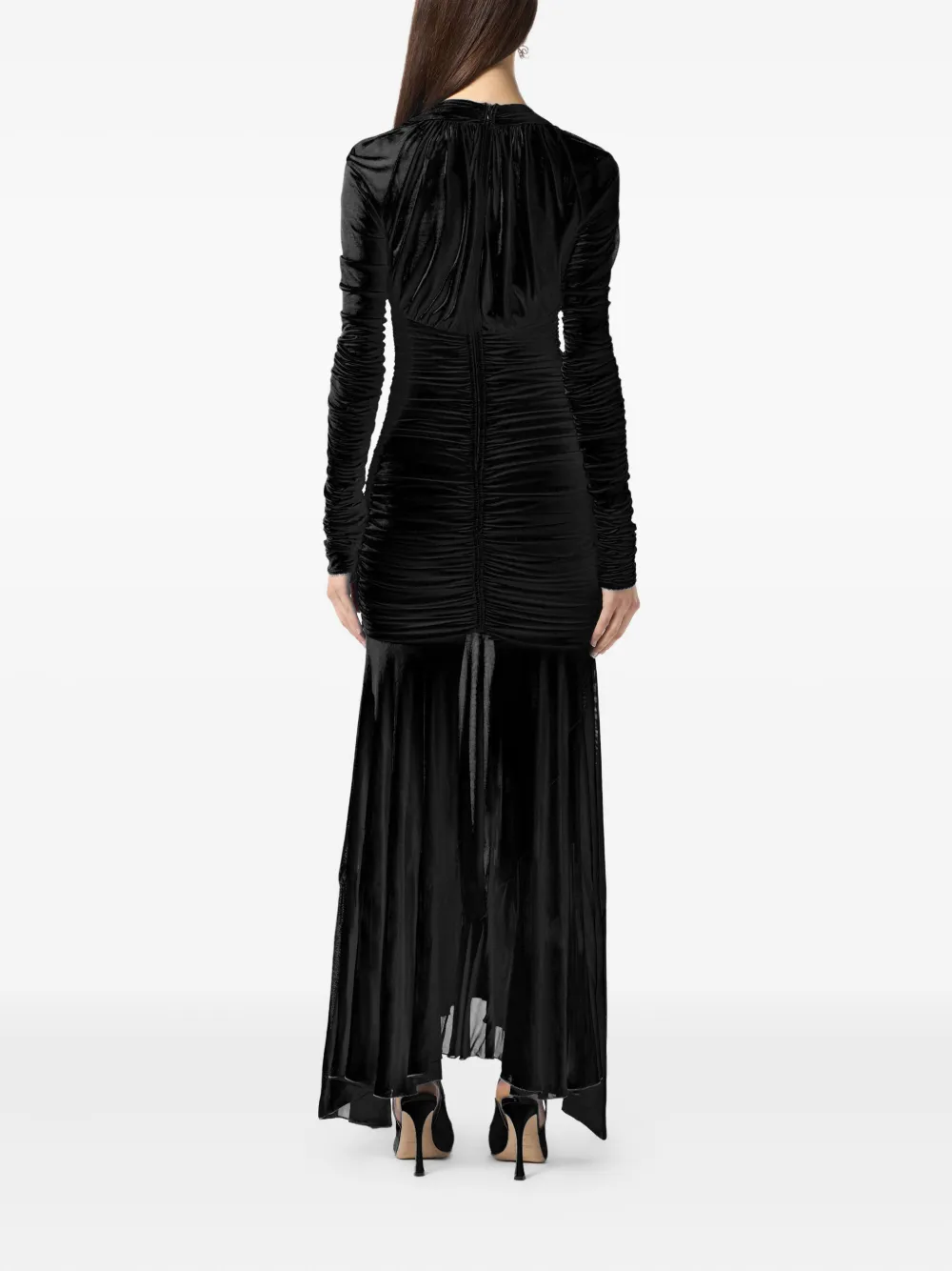 Blumarine Avondjurk met ruches en lange mouwen Zwart
