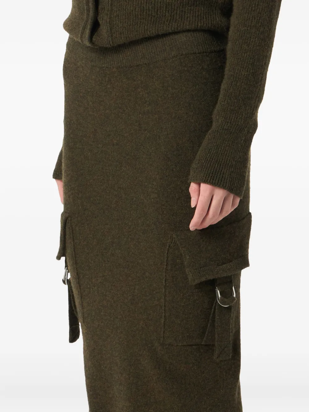 Blumarine cargo-pockets knitted midi skirt Bruin
