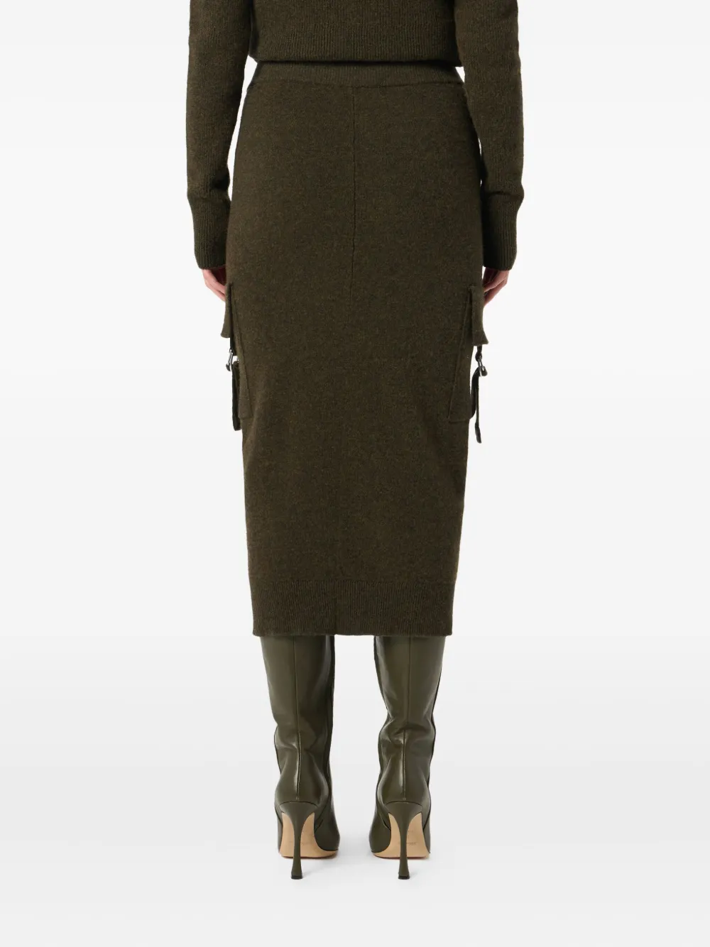 Blumarine cargo-pockets knitted midi skirt Bruin