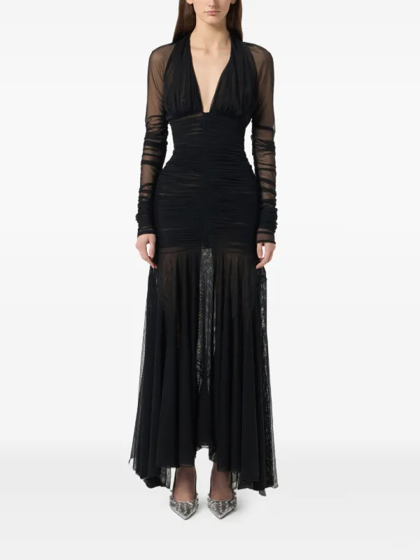 Blumarine Ruched Tulle Dress | Black | FARFETCH