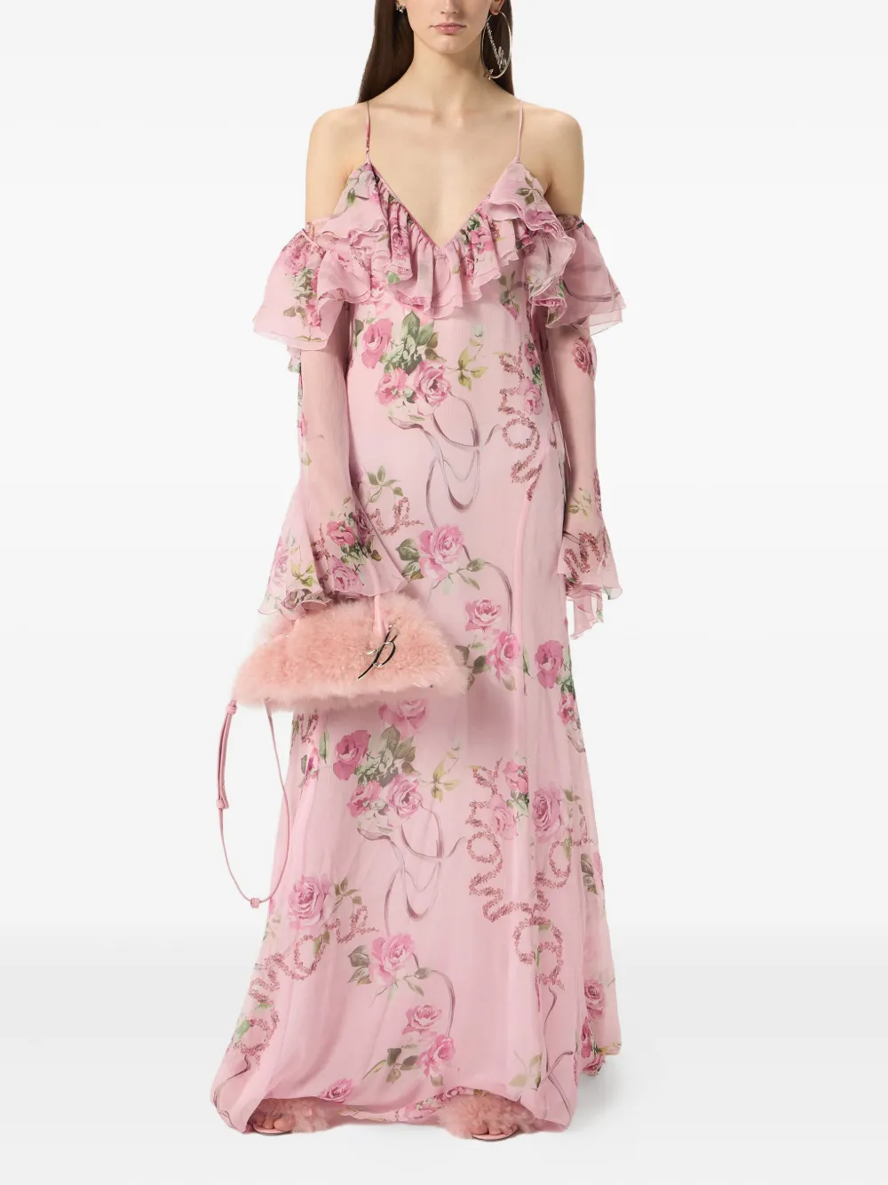Blumarine floral-printed ruffled gown | Pink | Image 1