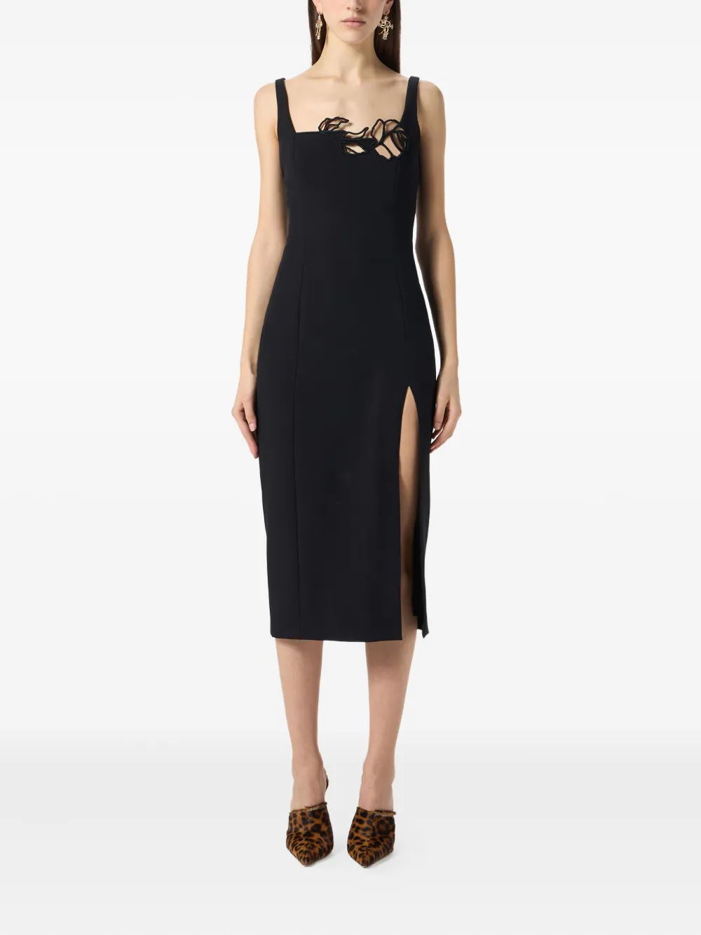 Blumarine Satijnen midi-jurk Zwart