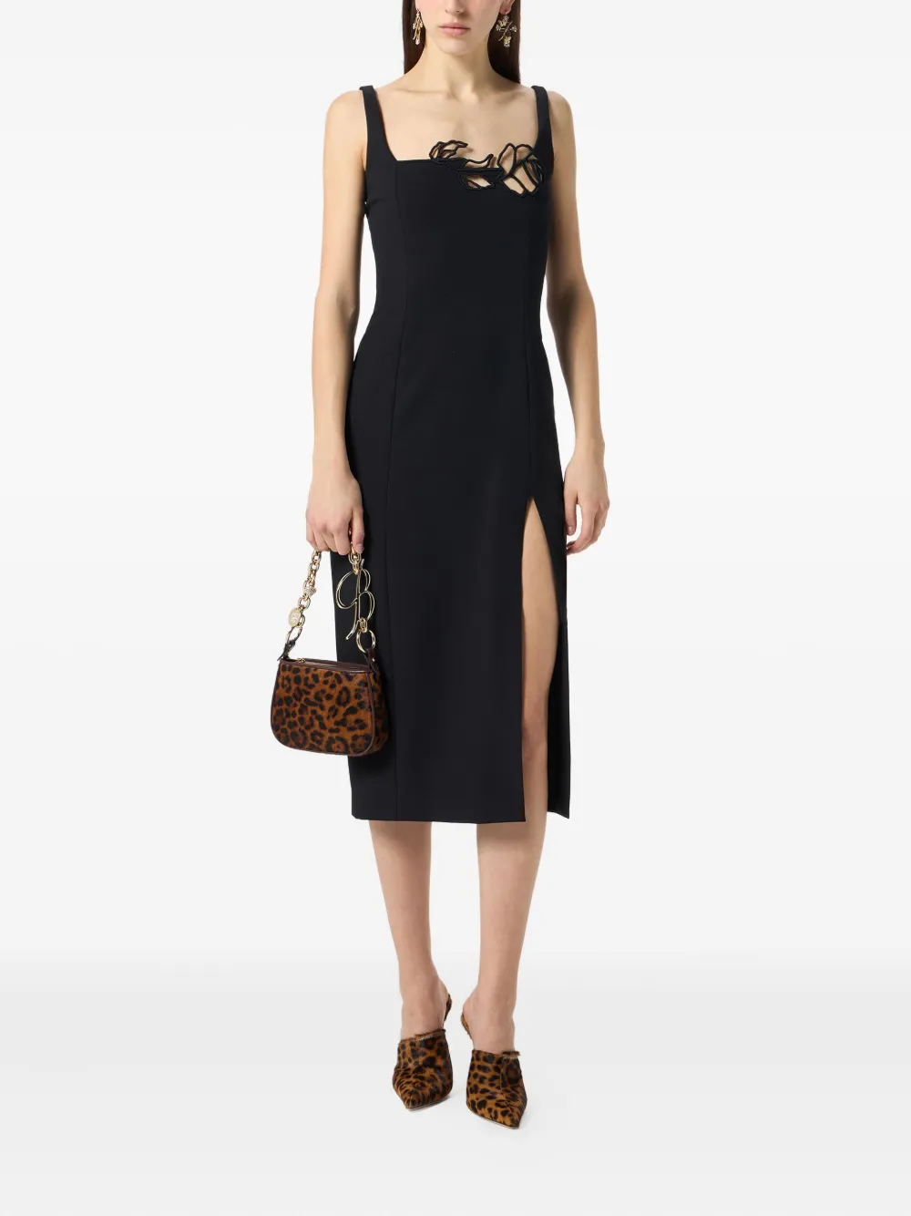 Blumarine Satijnen midi-jurk Zwart