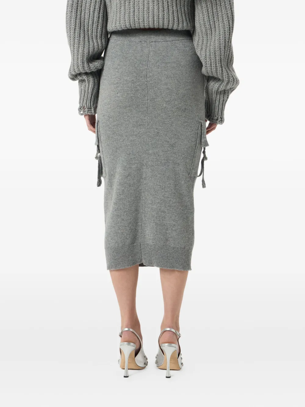 Blumarine cargo-pockets wool midi skirt Grijs