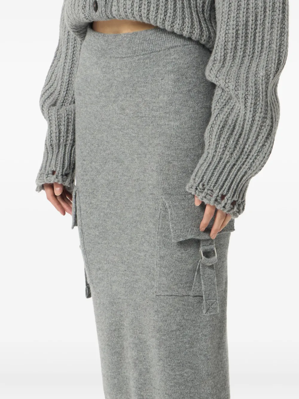 Blumarine cargo-pockets wool midi skirt Grijs