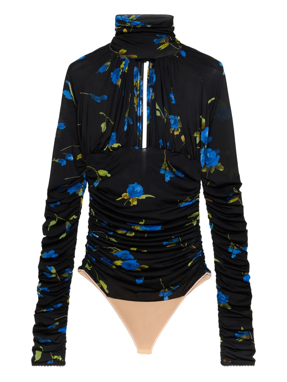 Blumarine Body met bloemenprint en ruches Blauw