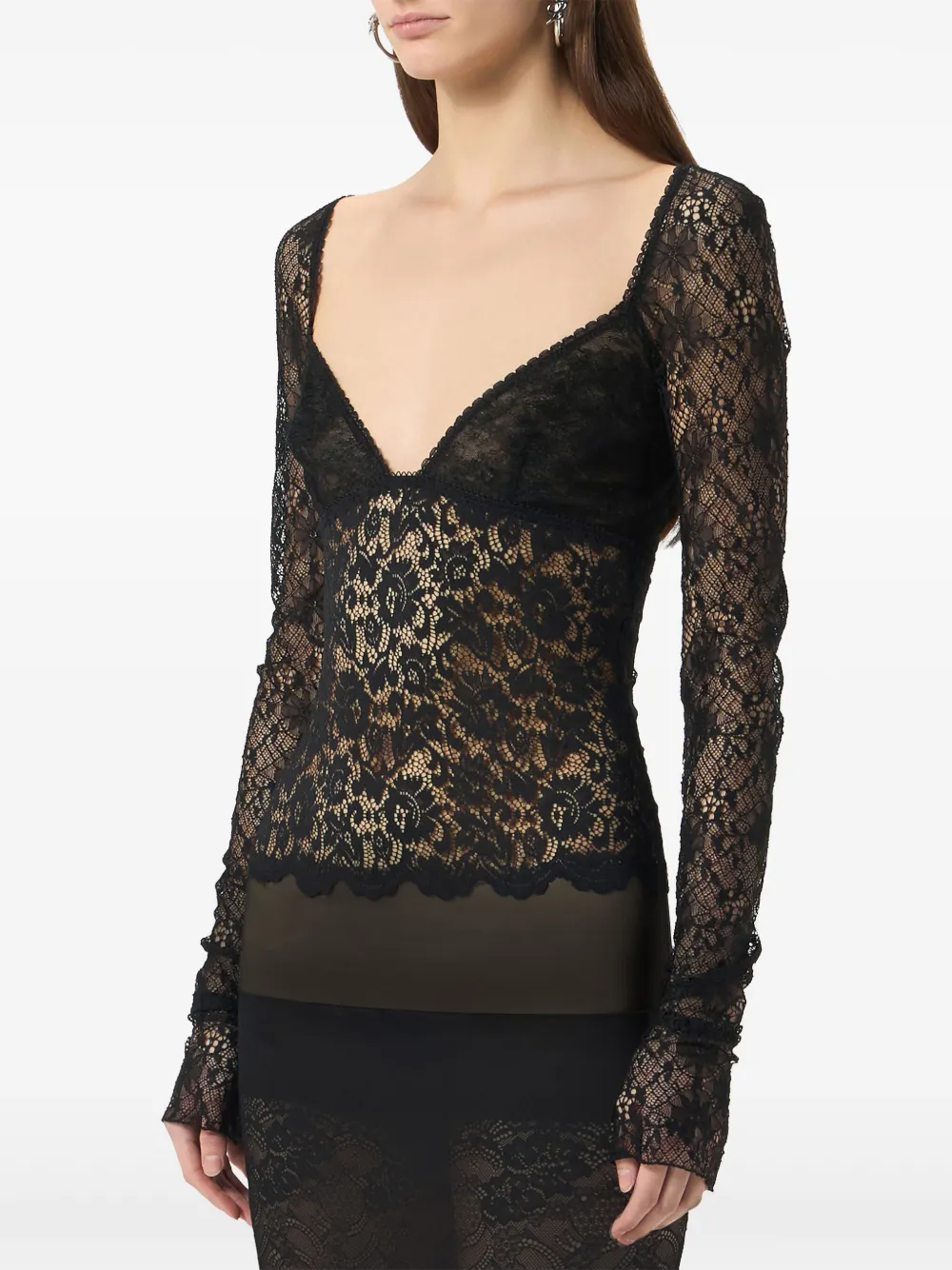 Blumarine Avondjurk met kanten vlakken Zwart