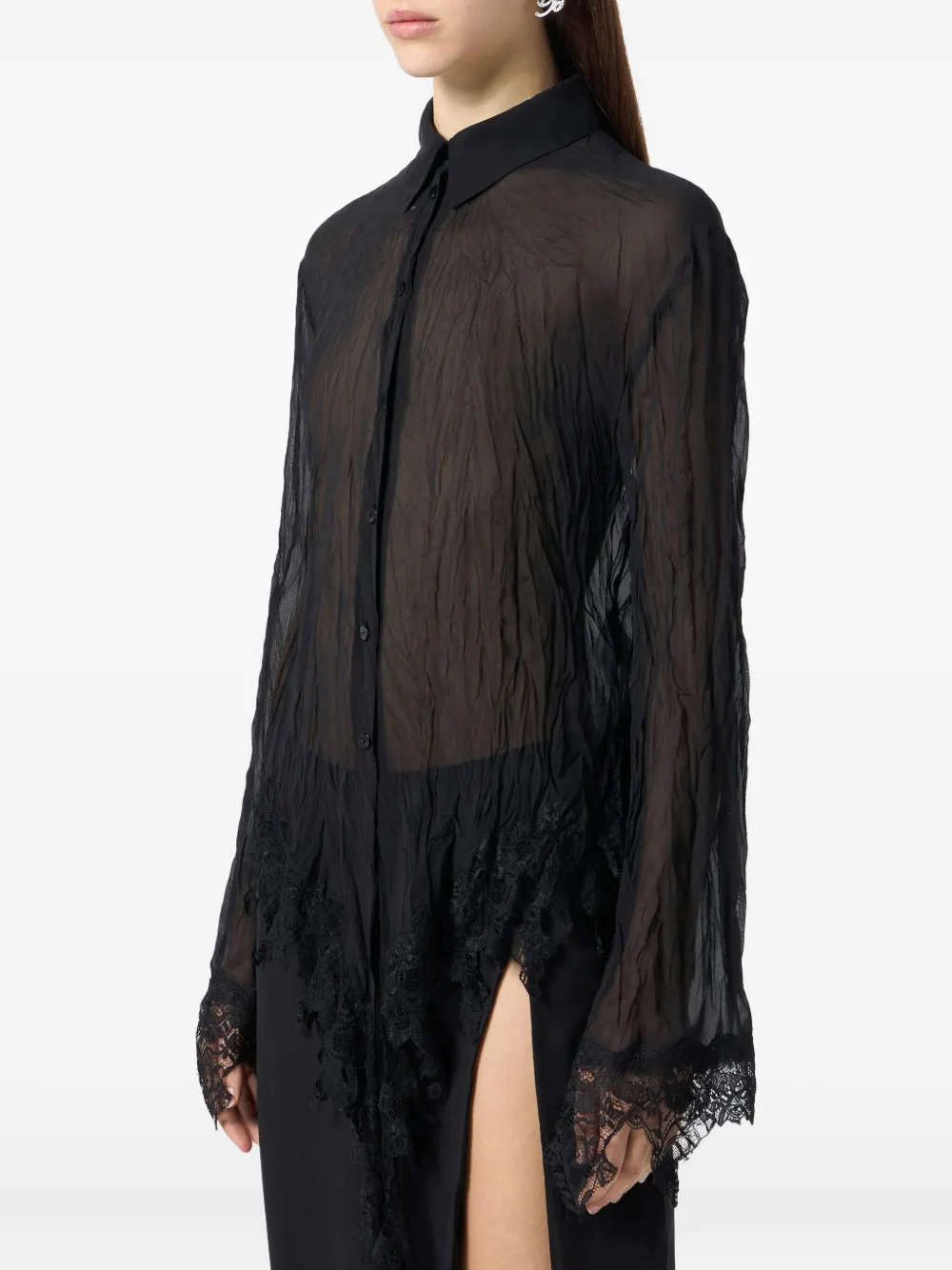 Blumarine Doorzichtige blouse met kant Zwart