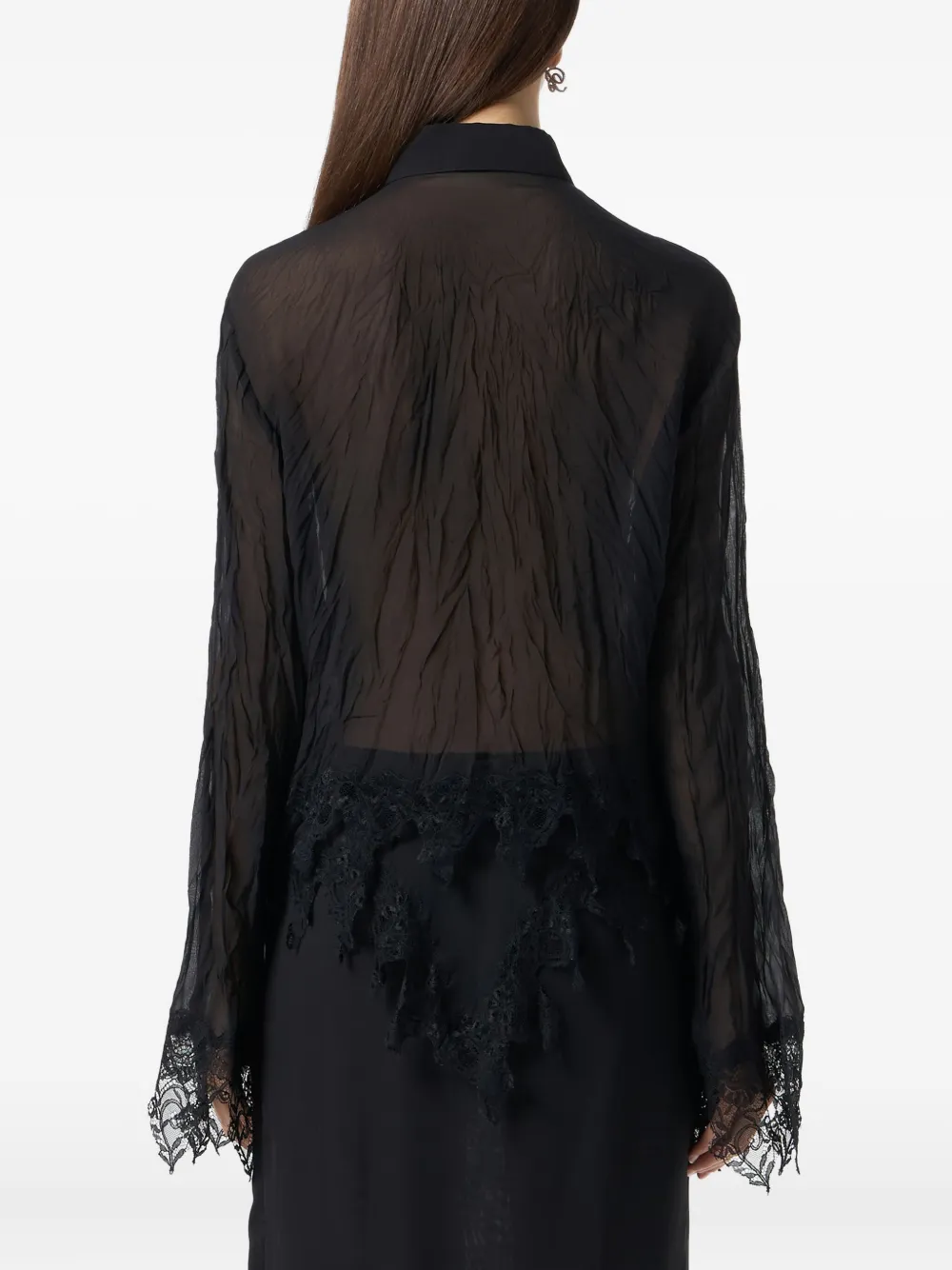 Blumarine Doorzichtige blouse met kant Zwart