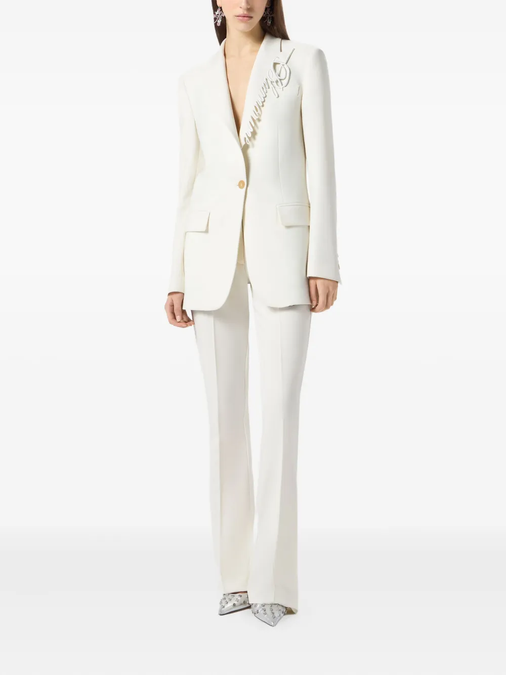 Blumarine logo-embroidered blazer Wit