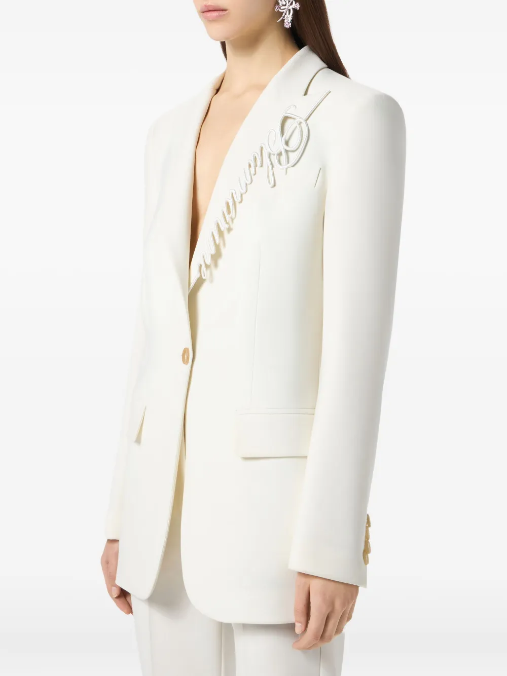 Blumarine logo-embroidered blazer Wit