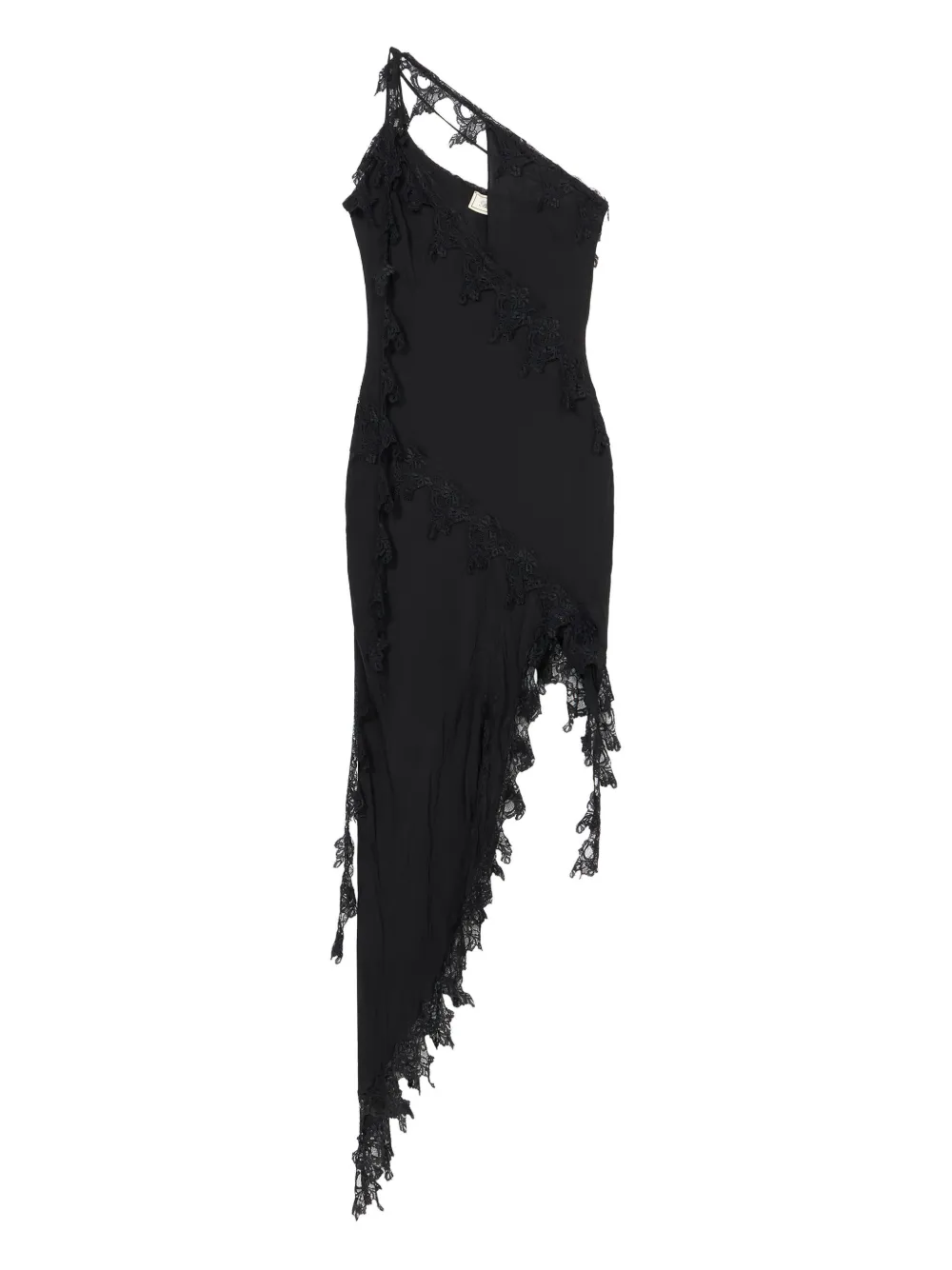 Blumarine Asymmetrische jurk verfraaid met kant Zwart