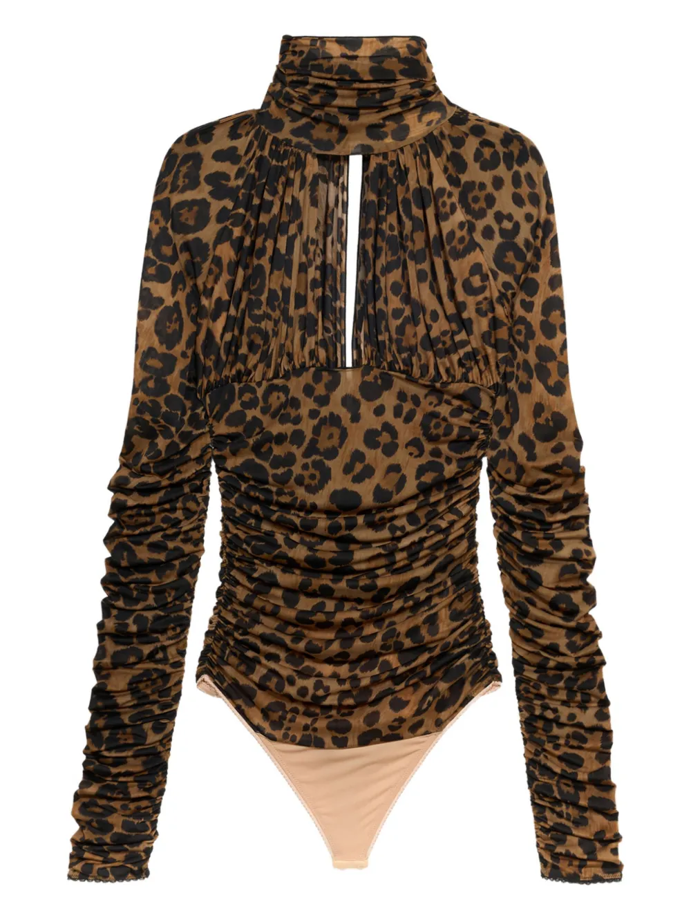 Blumarine Body met luipaardprint en ruches Bruin