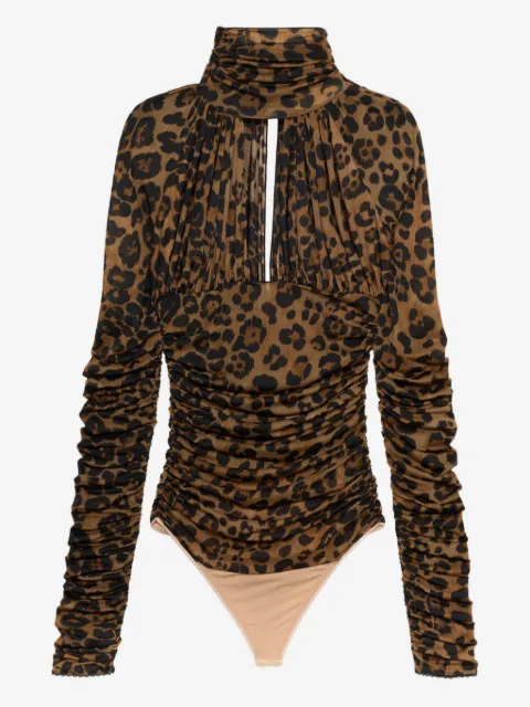 Blumarine body fruncido con estampado de leopardo