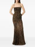 Blumarine leopard-print ruched gown - Brown