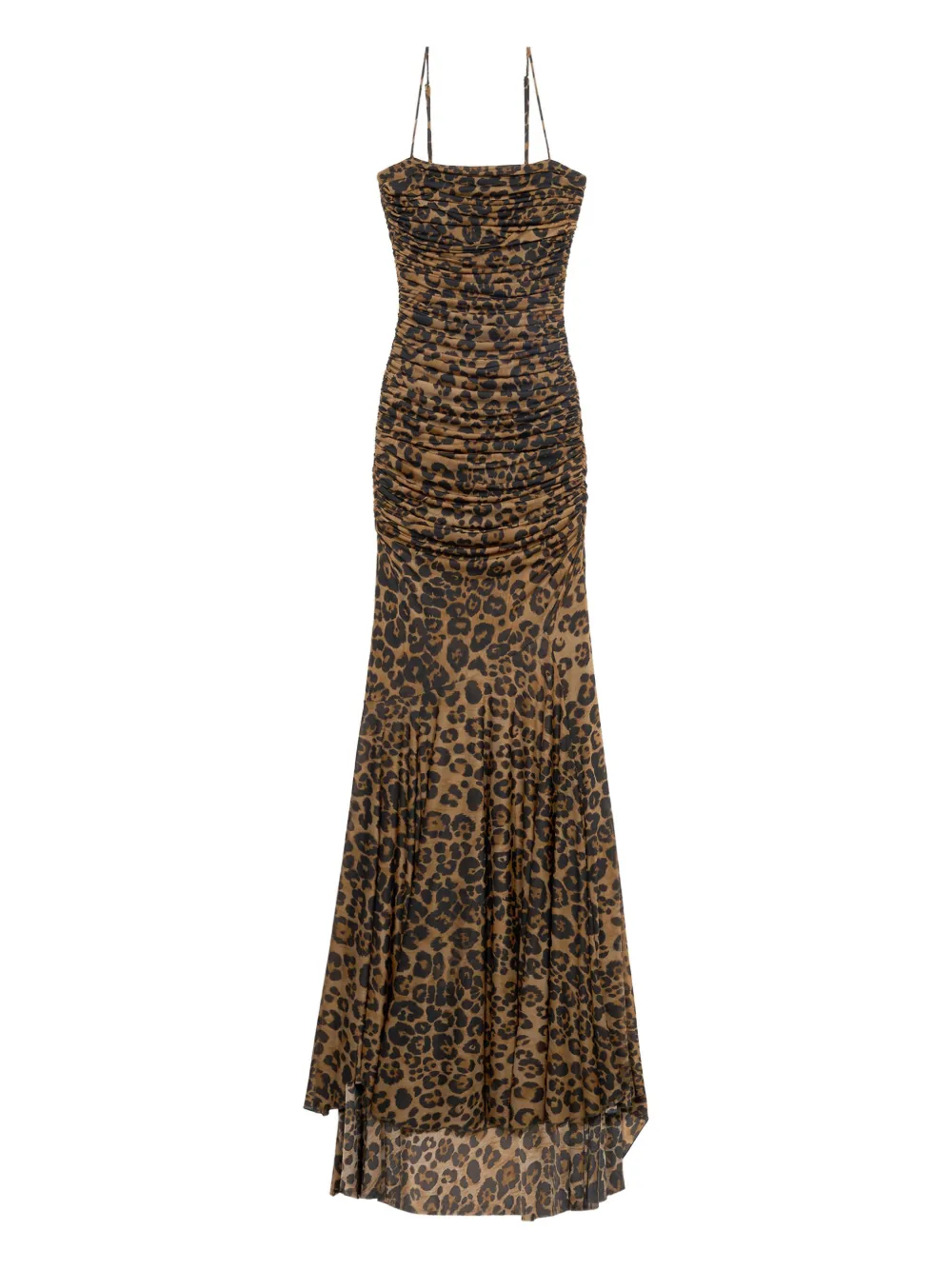 Blumarine Avondjurk met luipaardprint en ruches Bruin