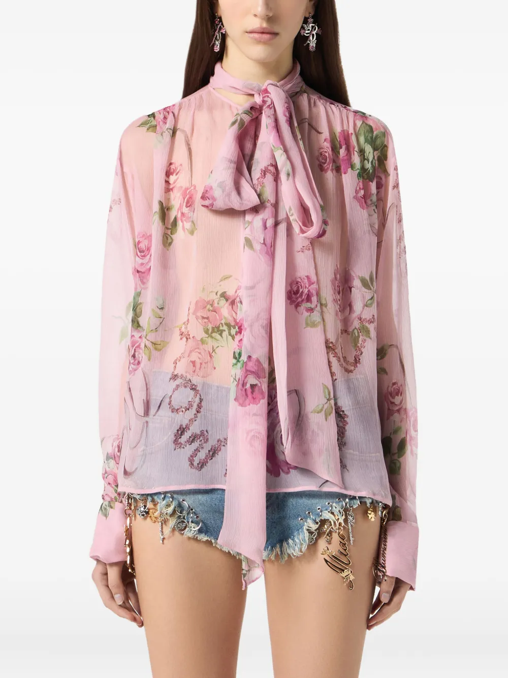 Blumarine Blouse met bloemenprint Roze