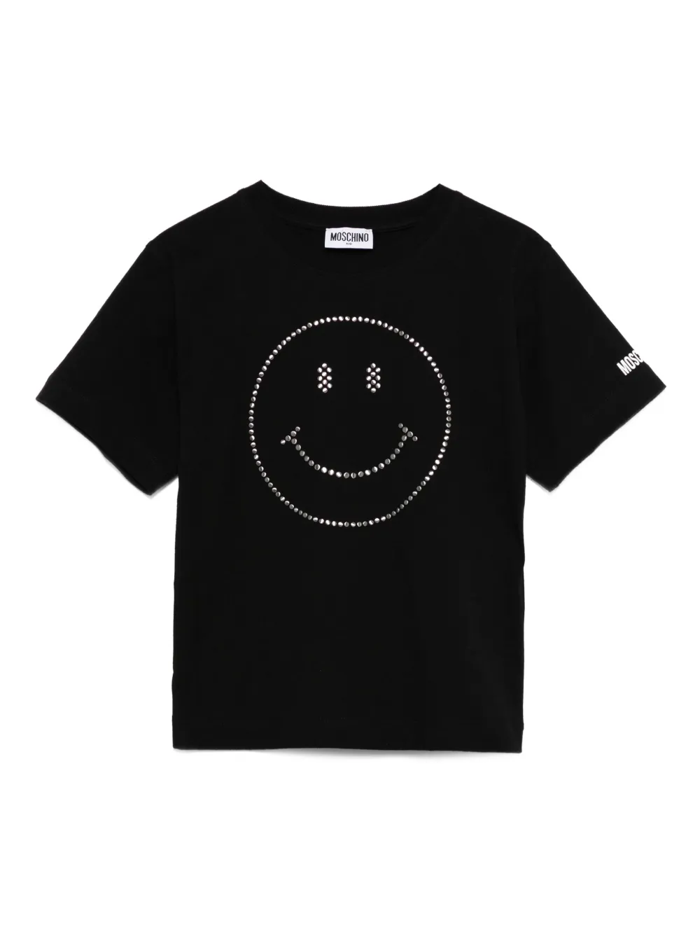 Moschino Kids T-shirt verfraaid met kristallen en smiley face Zwart